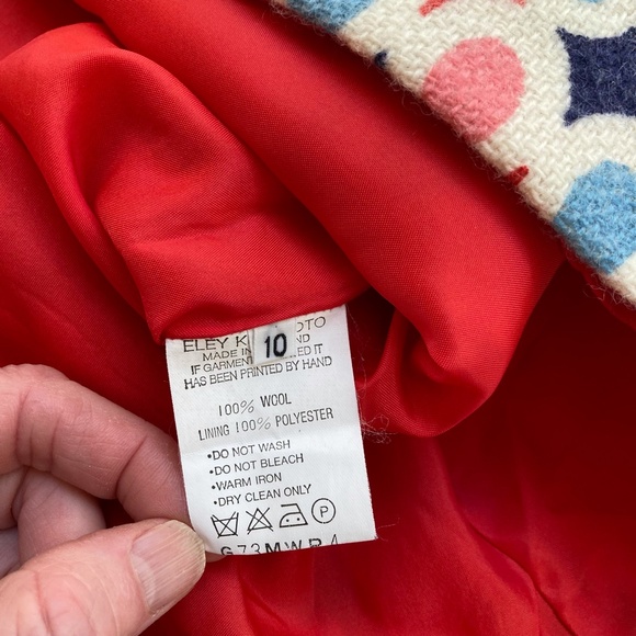 Eley Kishimoto skirt, blue/pink/red/off-white wool with red corduroy band, size - Picture 5 of 7